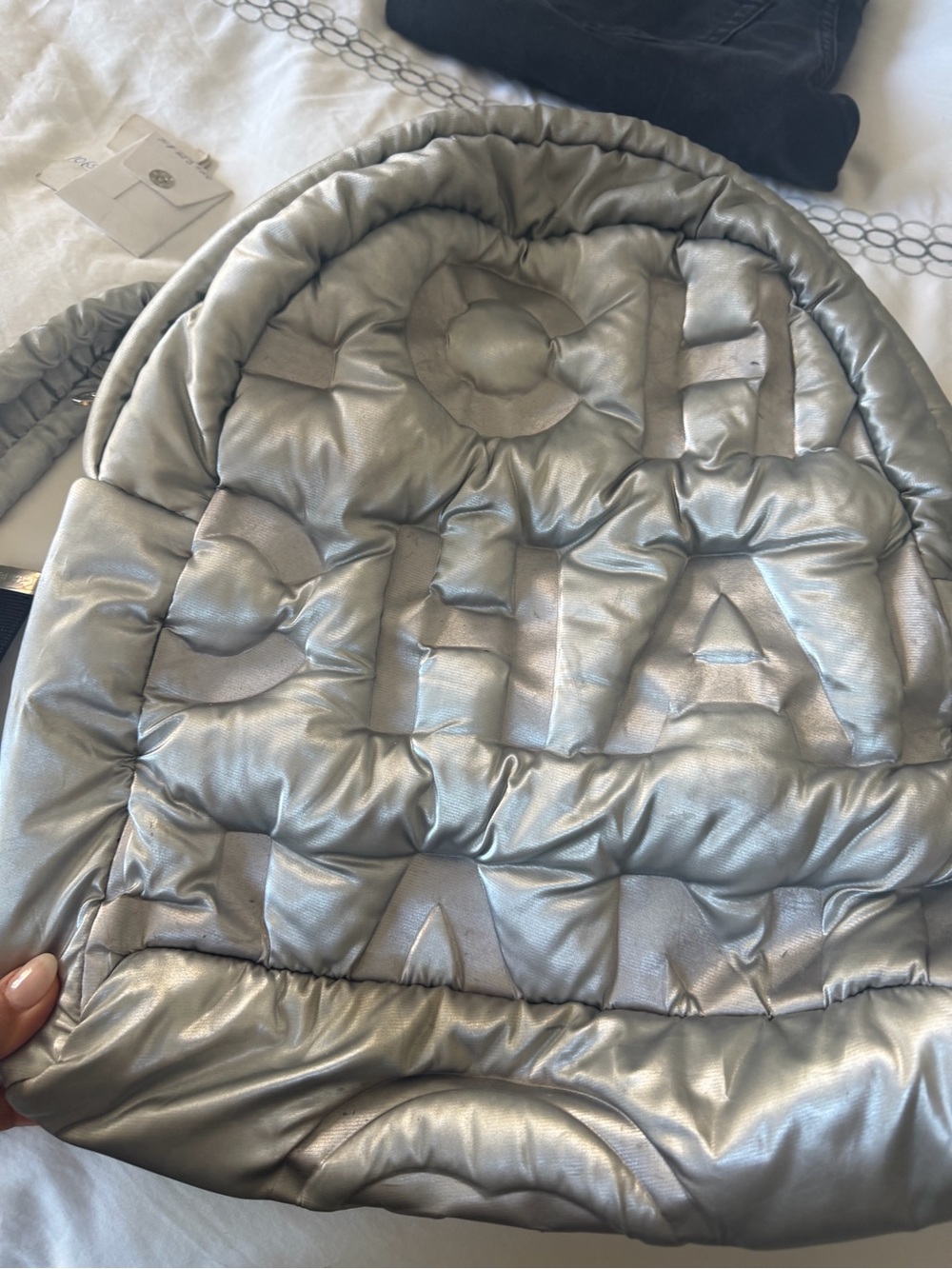 CHANEL Black and Silver Quilted Puffer Backpack - Picture 3 of 7